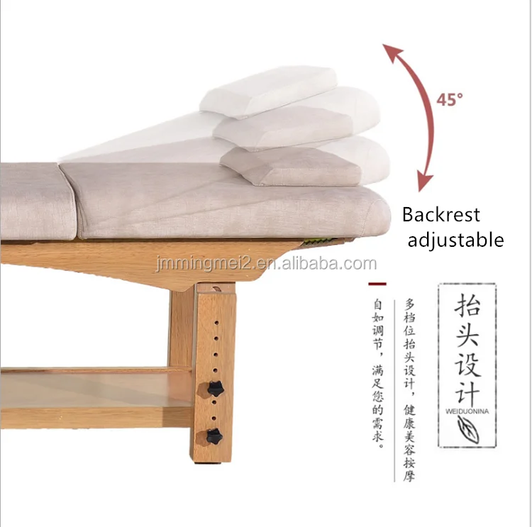 Professional Thai Wood Spa Beauty Facial bed,Spa Massage Table Bed with adjustable backrest