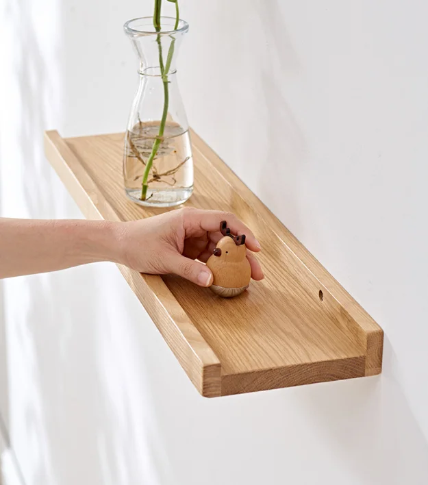 Picture Ledge Wooden Floating Wall Shelves Oak Solid Wood Wall Bookshelf