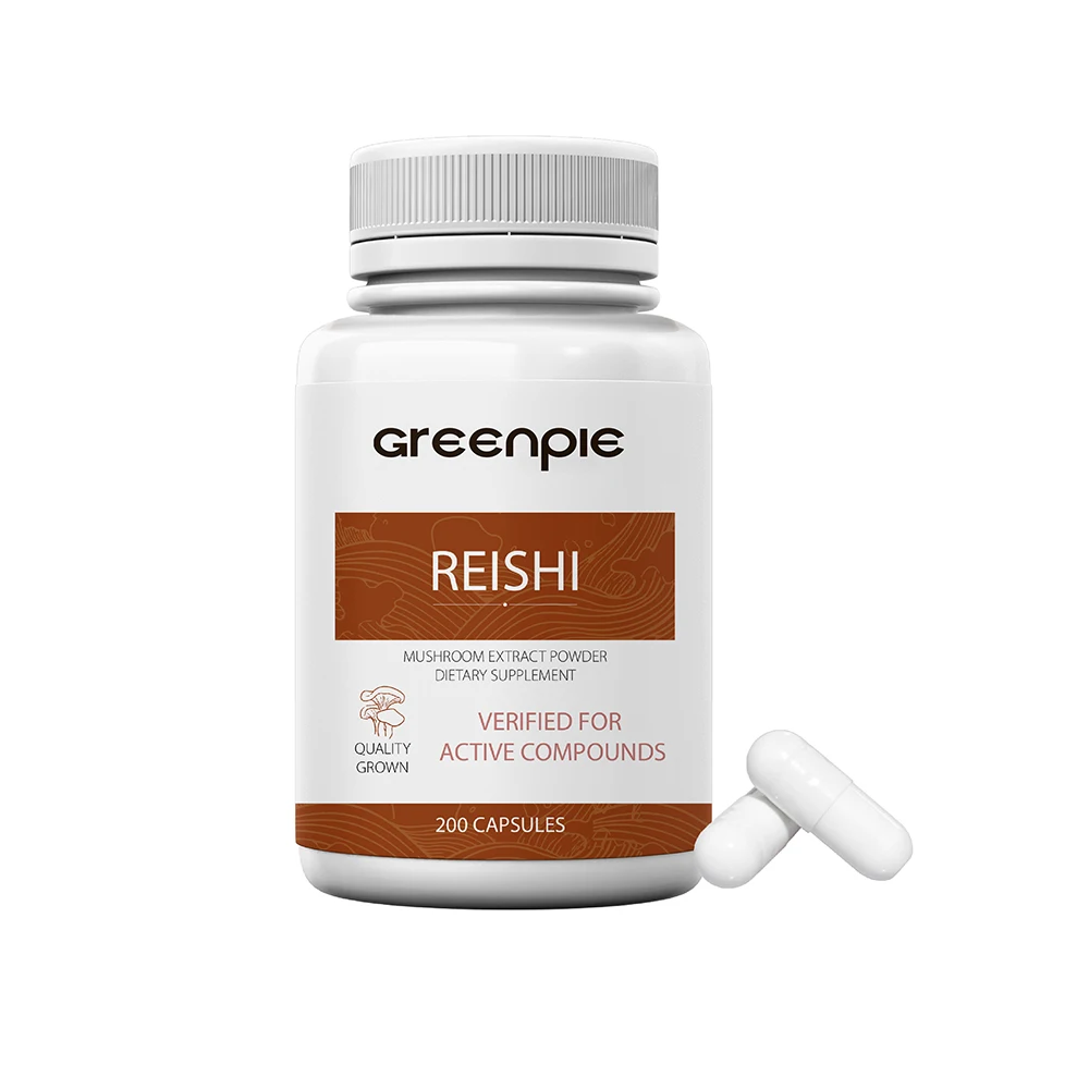 Greenpie OEM Ganoderma Lucidum/Lingzhi/Red Reishi 60 pcs per bottle Mushroom Extract Capsules