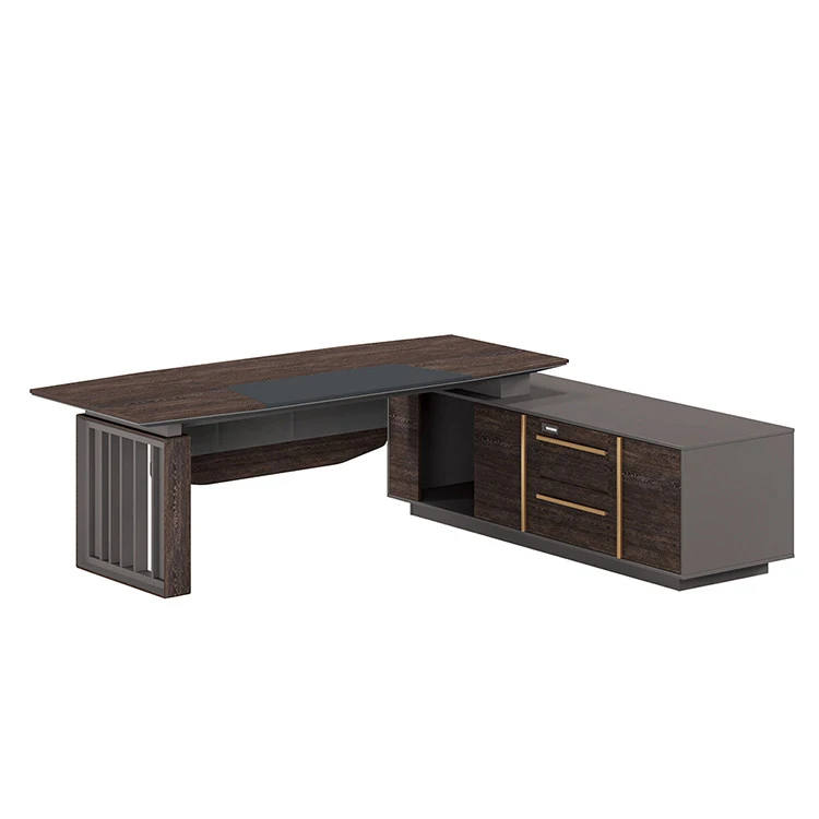 Foshan manufacturer heat resistant walnut MDF L type vip executive office desk table