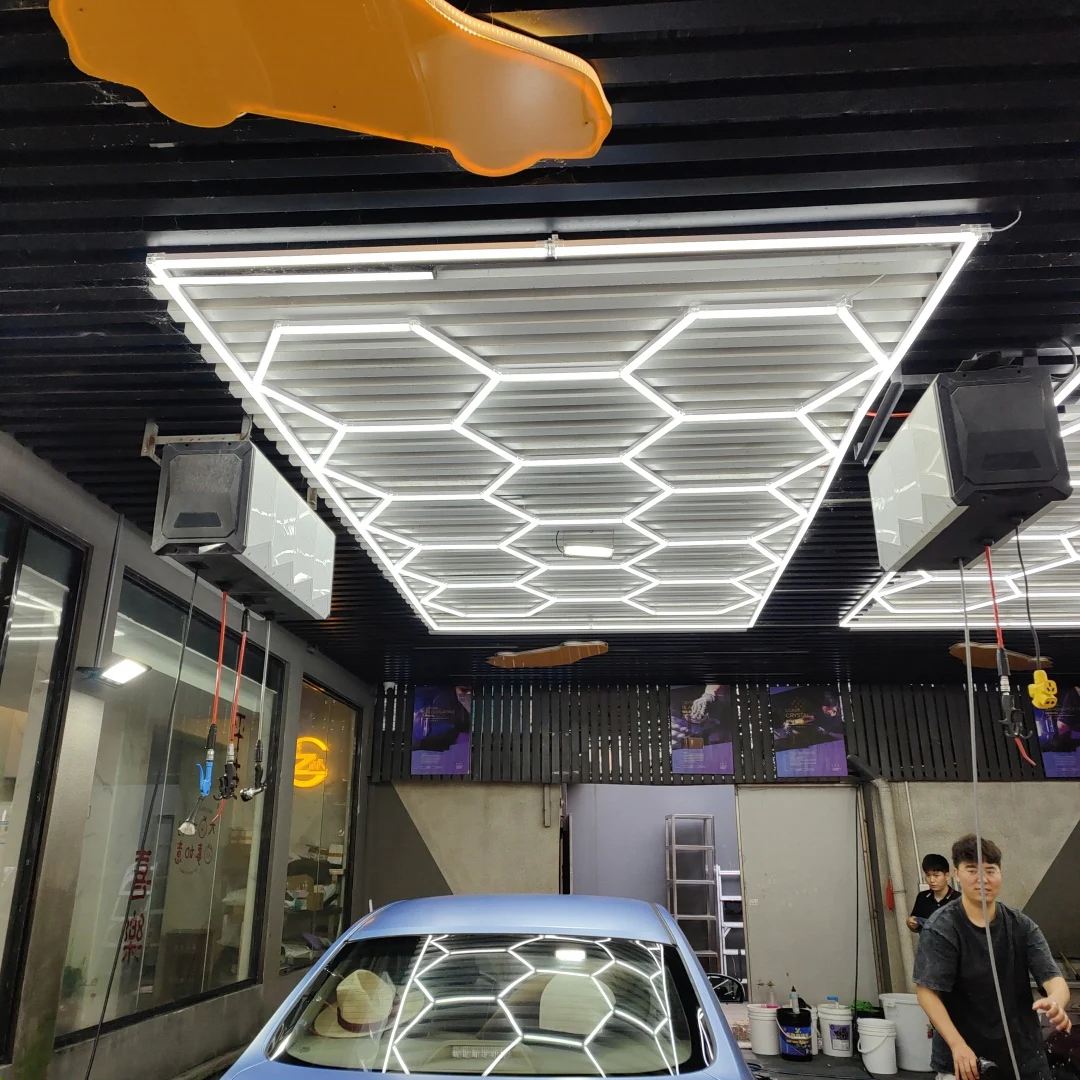 Хит продаж рабочий свет для автомобиля декорация комнаты энтузиаста шестигранный гаражный светильник потолочный на заказ