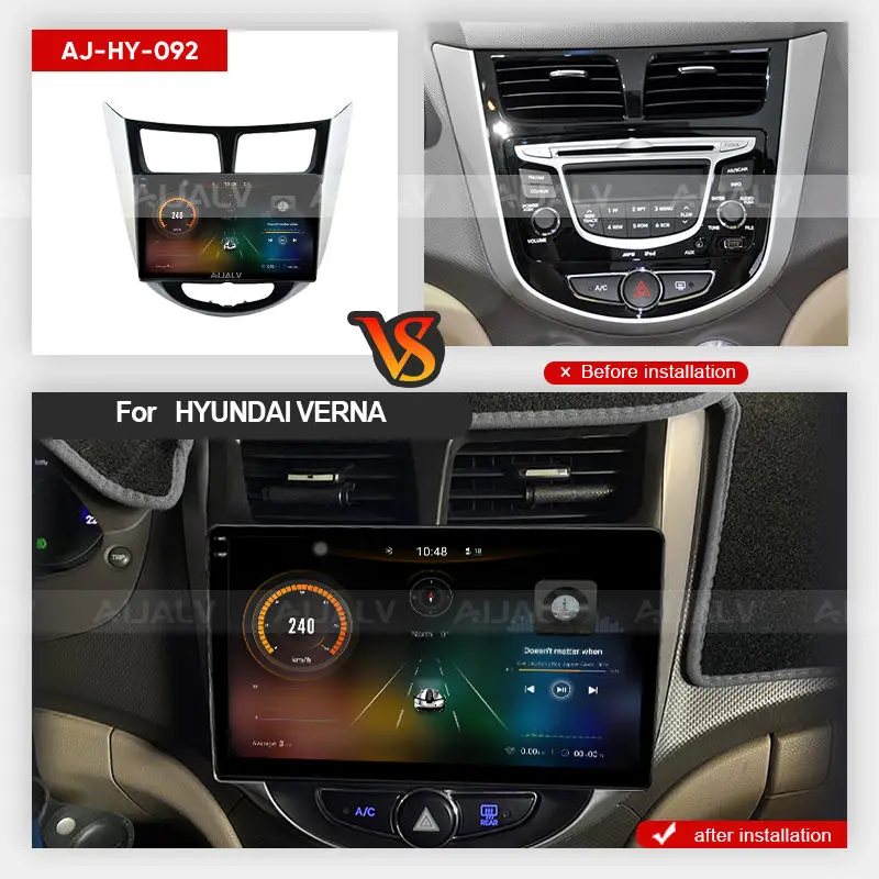Автомобильный плеер AIJALV для HYUNDAI VERNA 8-core Apro 2K QLED DVD Радио стерео Поддержка carplay bluetooth GPS 4G/wifi