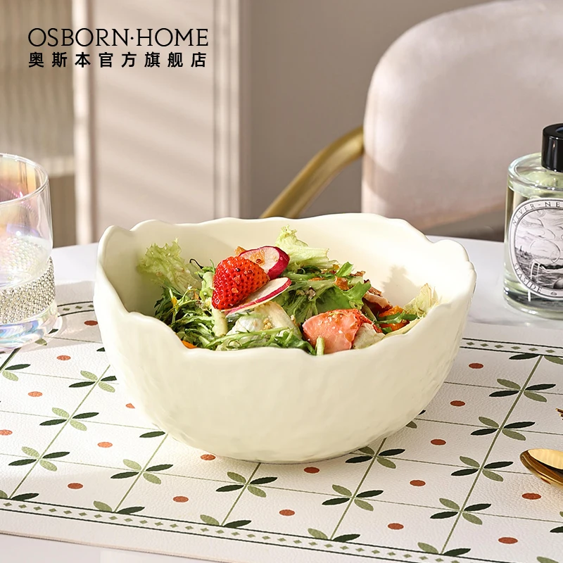 OSBORN Nordic Simple Ceramic Irregular shaped Tableware Noodles Rice Salad Soup Ceramic Bowl