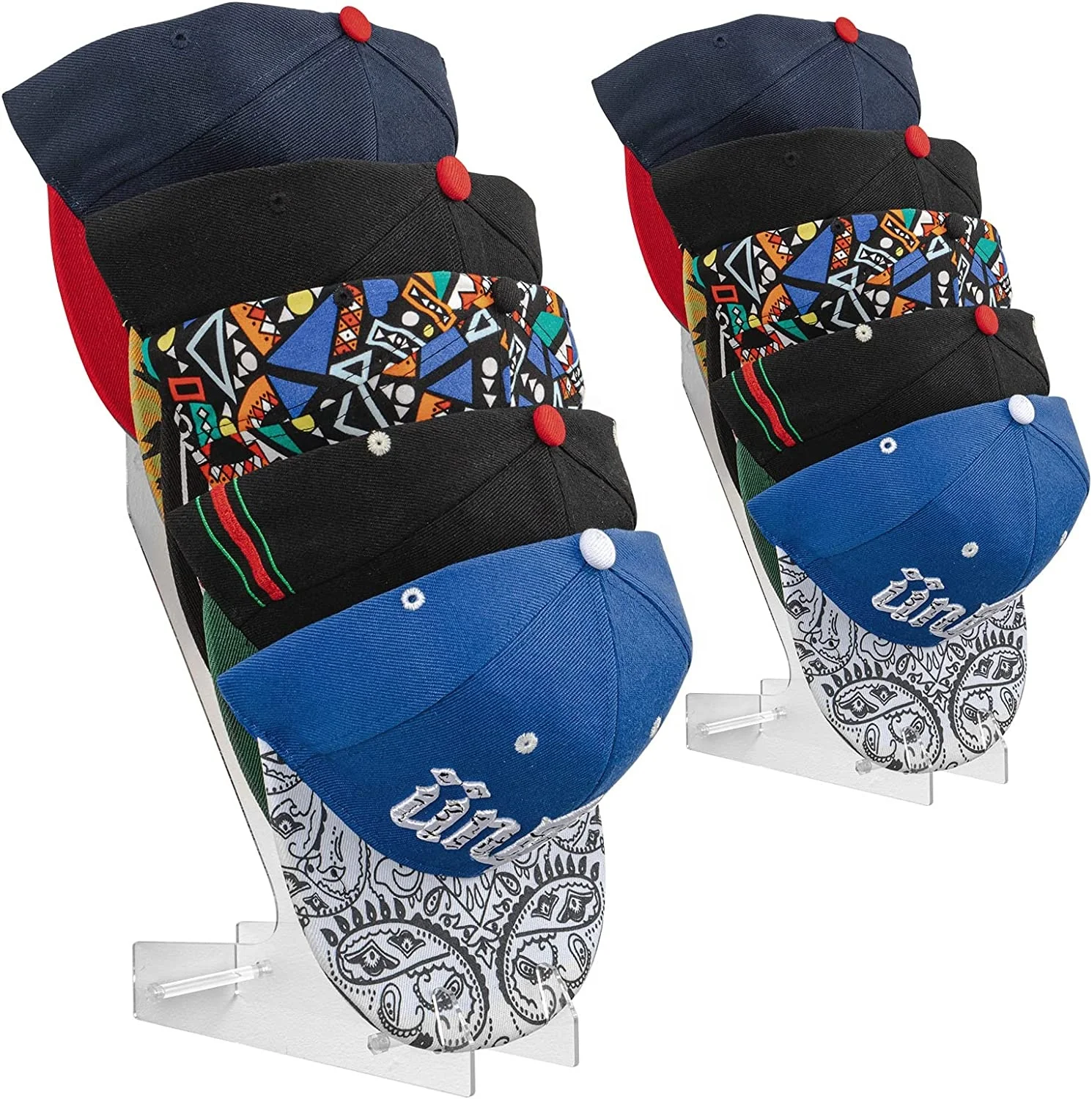 H104 Hat Racks for Baseball  Acrylic Hat Hangers for Wall Mount or Stand Up Two Novel Ways for Hat Display and Organizer