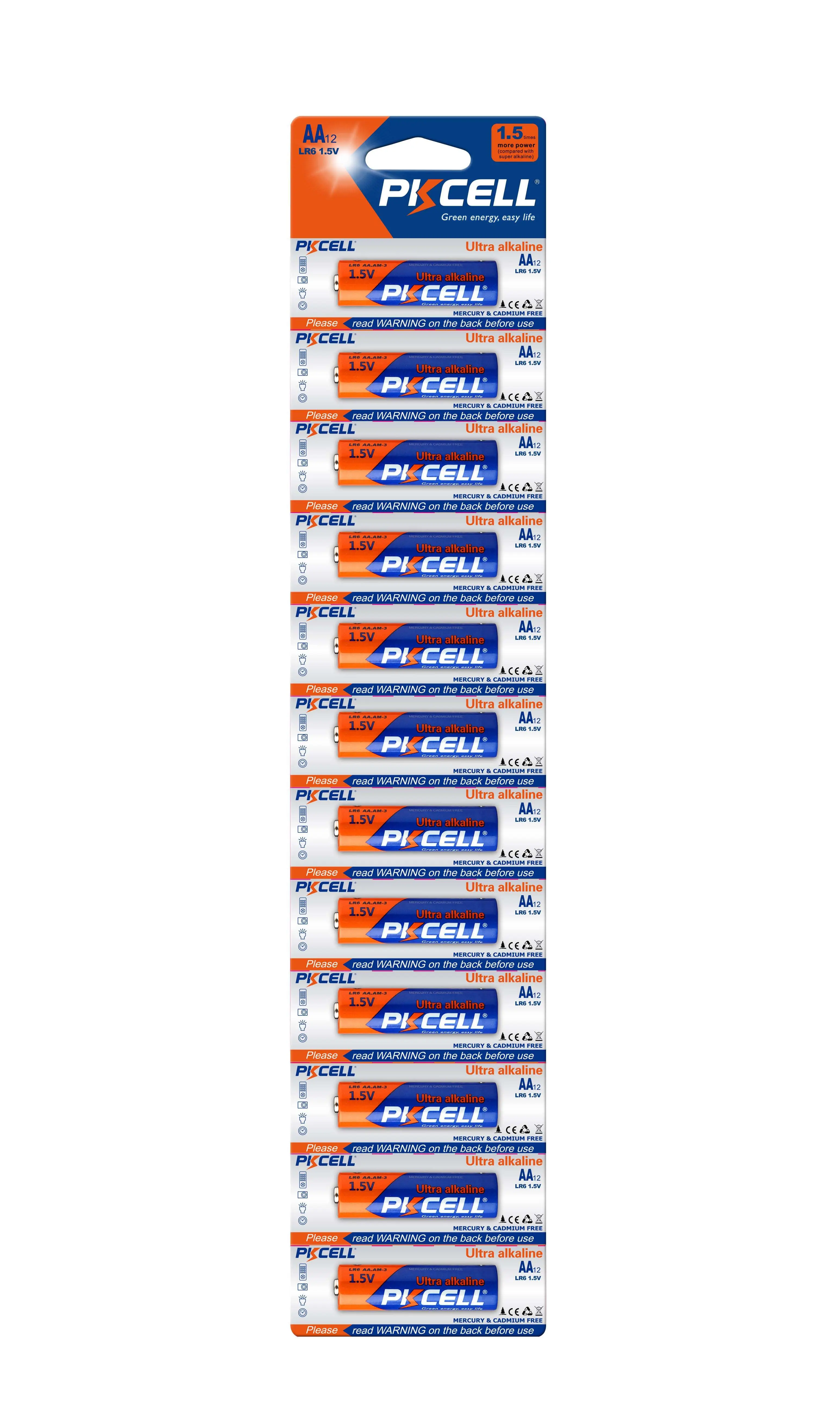 Made in china high capacity PKCELL AA lr6 1.5V alkaline battery ultra am3 dry batteries for fingerprint door lock