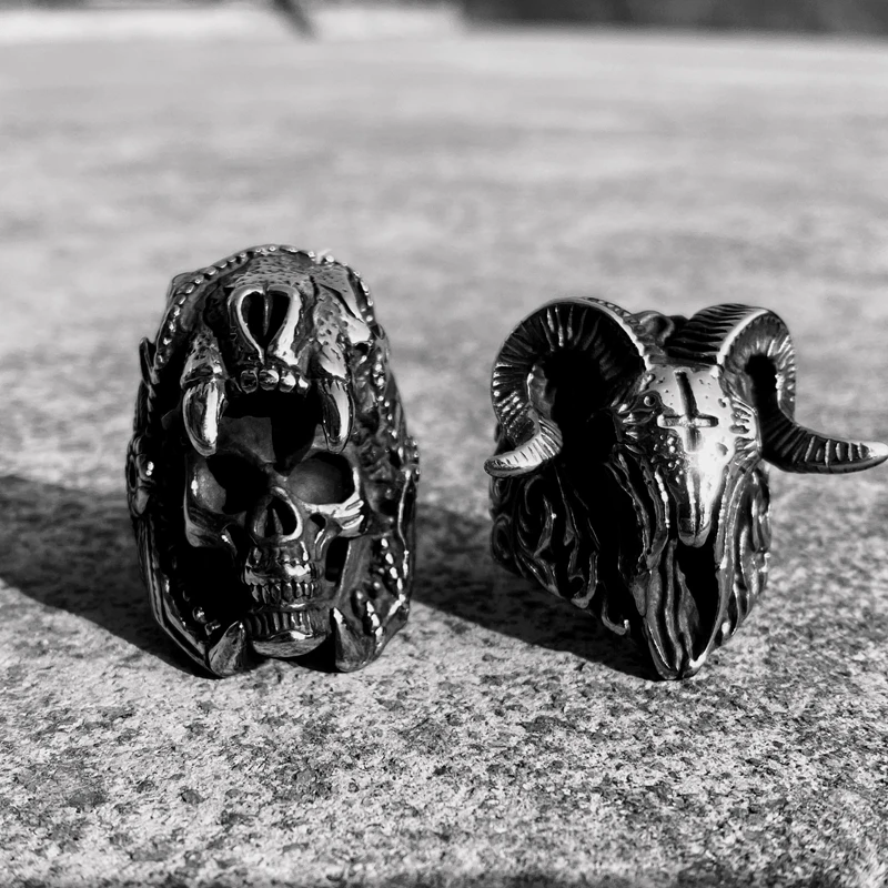 fashion jewelry custom design cool mens boys biker rings 316 stainless Steel skull ring men