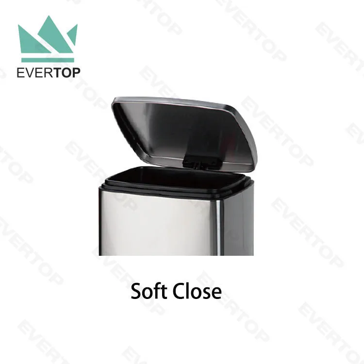 PD-D04 Stainless Steel Trash Can Foot Pedal Garbage Bin Rubbish Dustbin Soft Close Kitchen Pedal Bin Square Metal 30L Pedal Bin