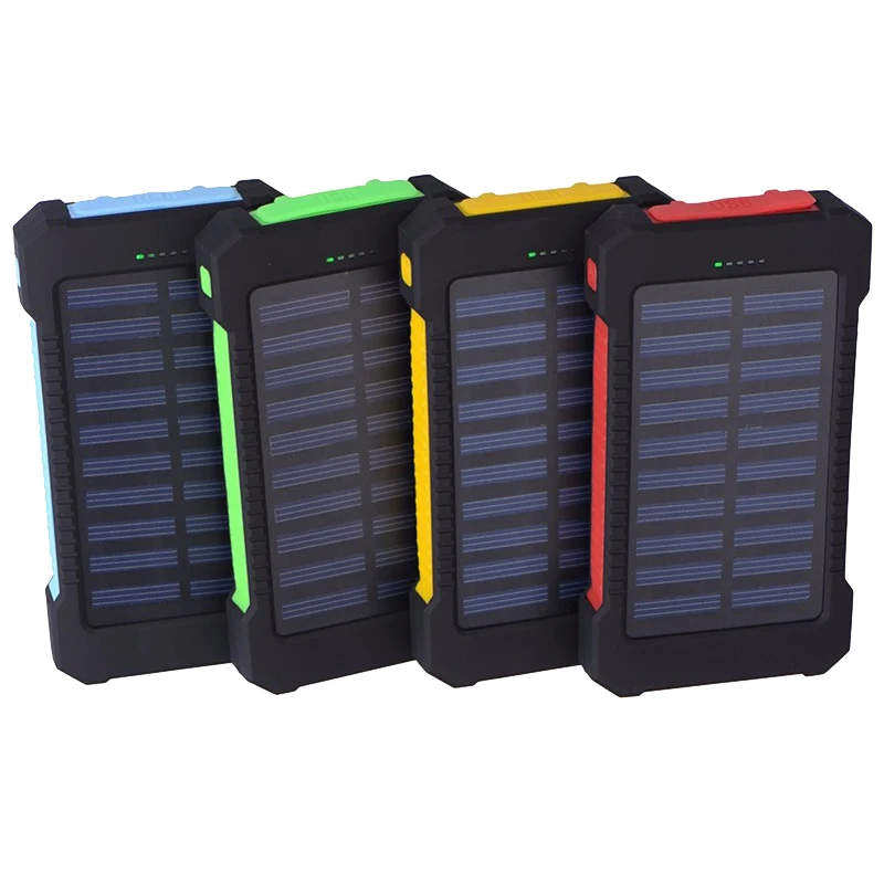 Portable waterproof solar panel led light slim power bank charger  solar powerbank for cellphone 20000mah