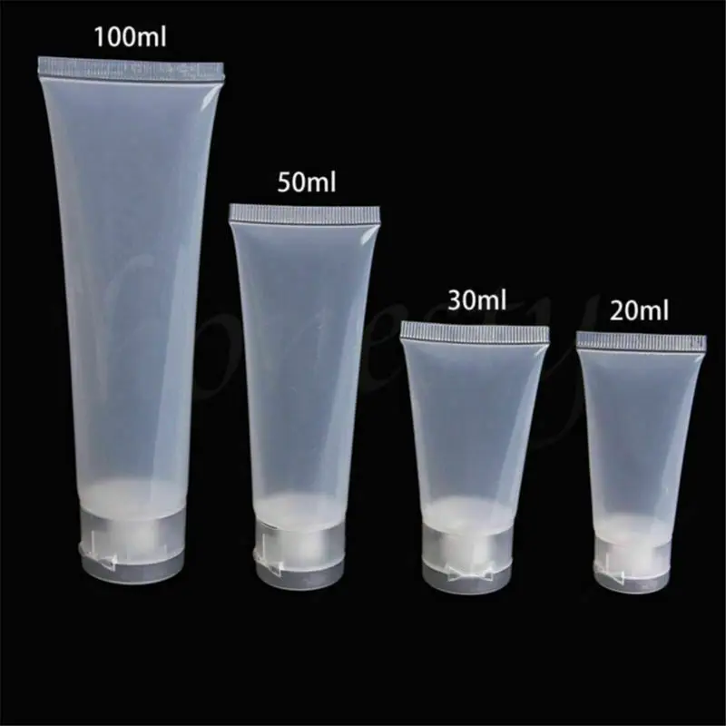 Empty Plastic Portable Transparent Hose Tubes Squeeze Cosmetic Cream Lotion Travel Dispense Bottle