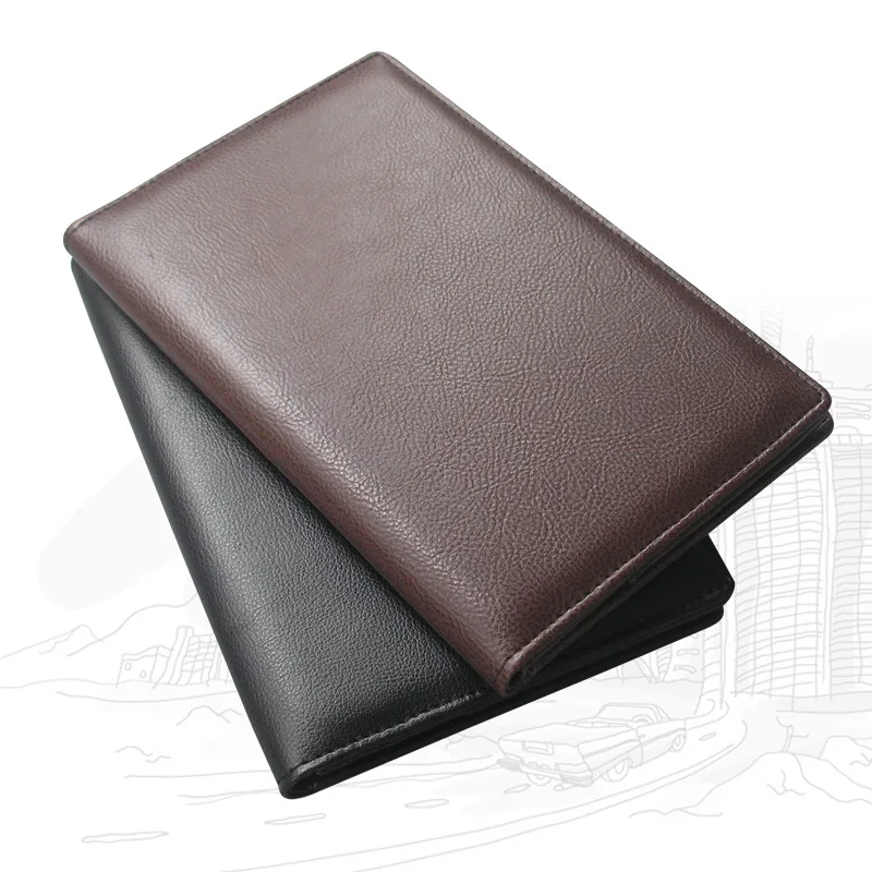 Customized PVC Black PU Leather A4 Bill Menu Book Folder Wine Hotel Restaurant Menu Holder Cover