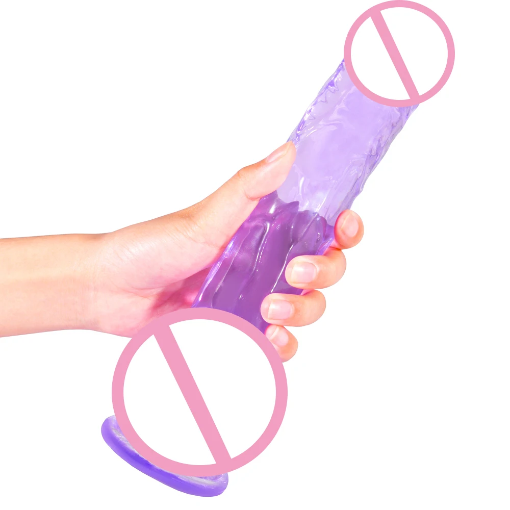 Crystal Gode Sex Product, Strong Suction on Jelly Penis Glass Sex Toys for Women Huge Dildos Realistic Dildo