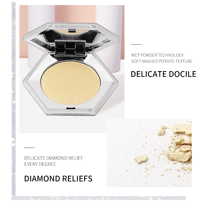 High quality diamond multi-color highlights powder cake for girls