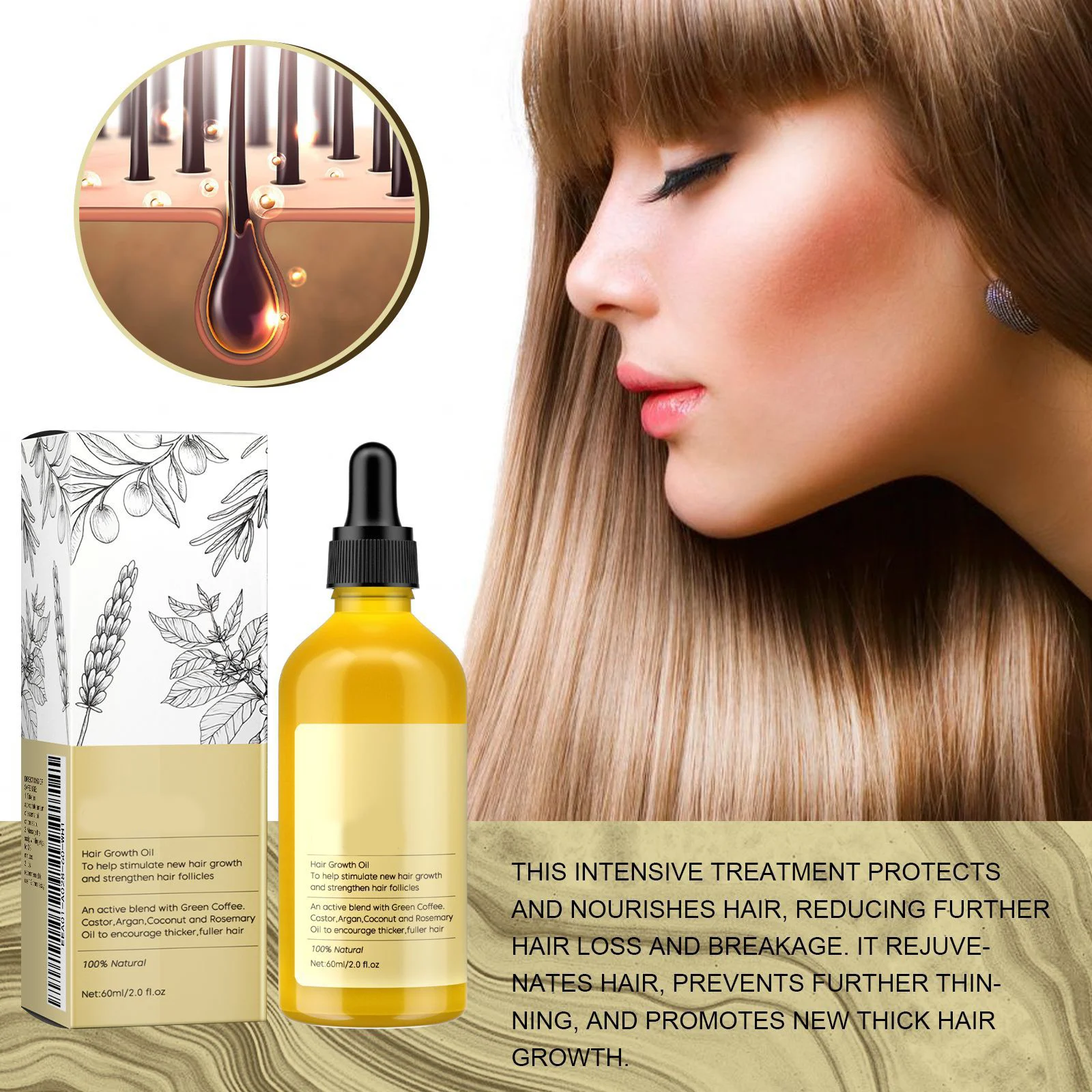 Private label Organic Hair Anti LossTreatment Fast Oil Growth Hair Serum Hair Growth Oil