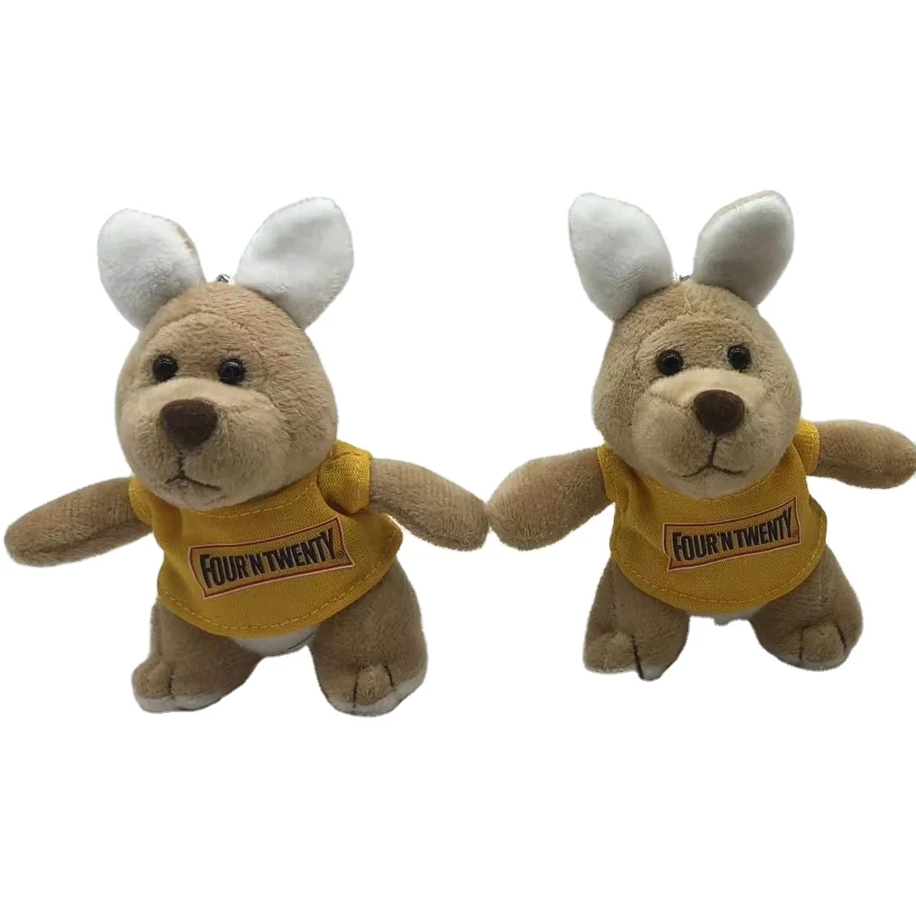 Custom stuffed mascot signature mini plush kangaroo keychain toy