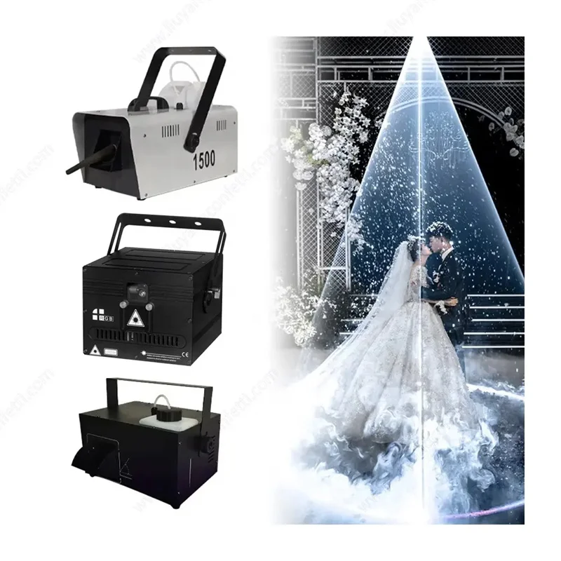 DJ Marriage Bride Magic Wedding 1500W Snow Machine&10W RGB Animation Laser Show Light&1500W Haze Machine Combination Rain Effect