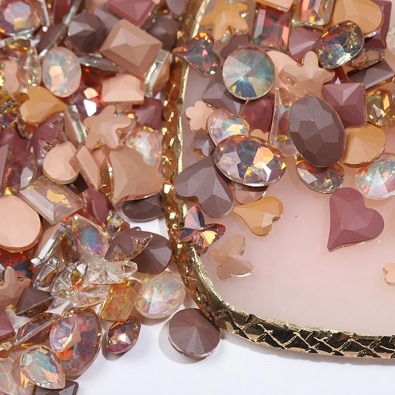 Autumn and Winter Maillard Color  new arrival Crystal Nail Rhinestones Pile Diamond Nail Charms Jewelry Manicure Accessories