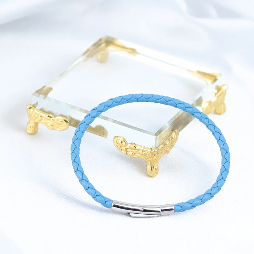 OYA Jewelry Simple Design Sheepskin Genuine Leather and Stainless Steel clasp leather rope Bracelet for Men Women