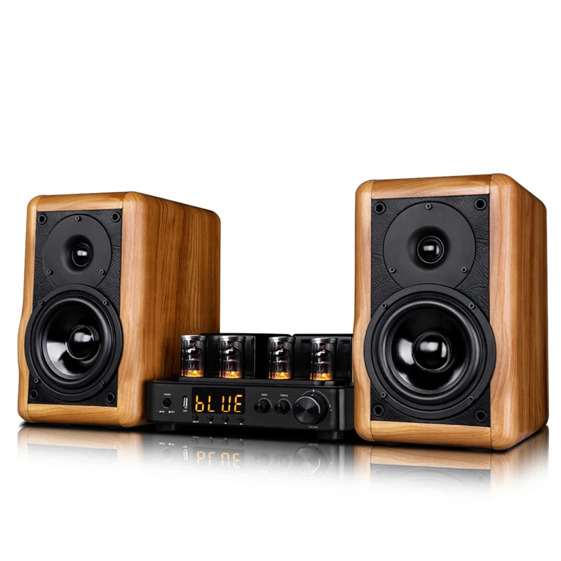Vofull 2.0 Near Field Audio Speakers 5-Inch Wooden Enclosure Stereo Bookshelf Speakers for TV or Turntable Players