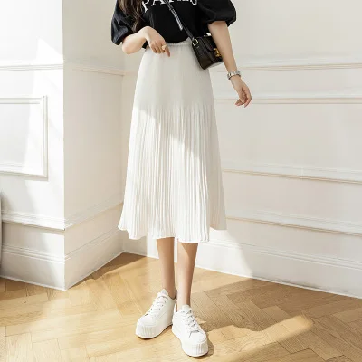 YiXin 2023 Spring Summer New Design Pleated Skirt Women Slim A Line High Waist Wholesale Long Skirts For Women