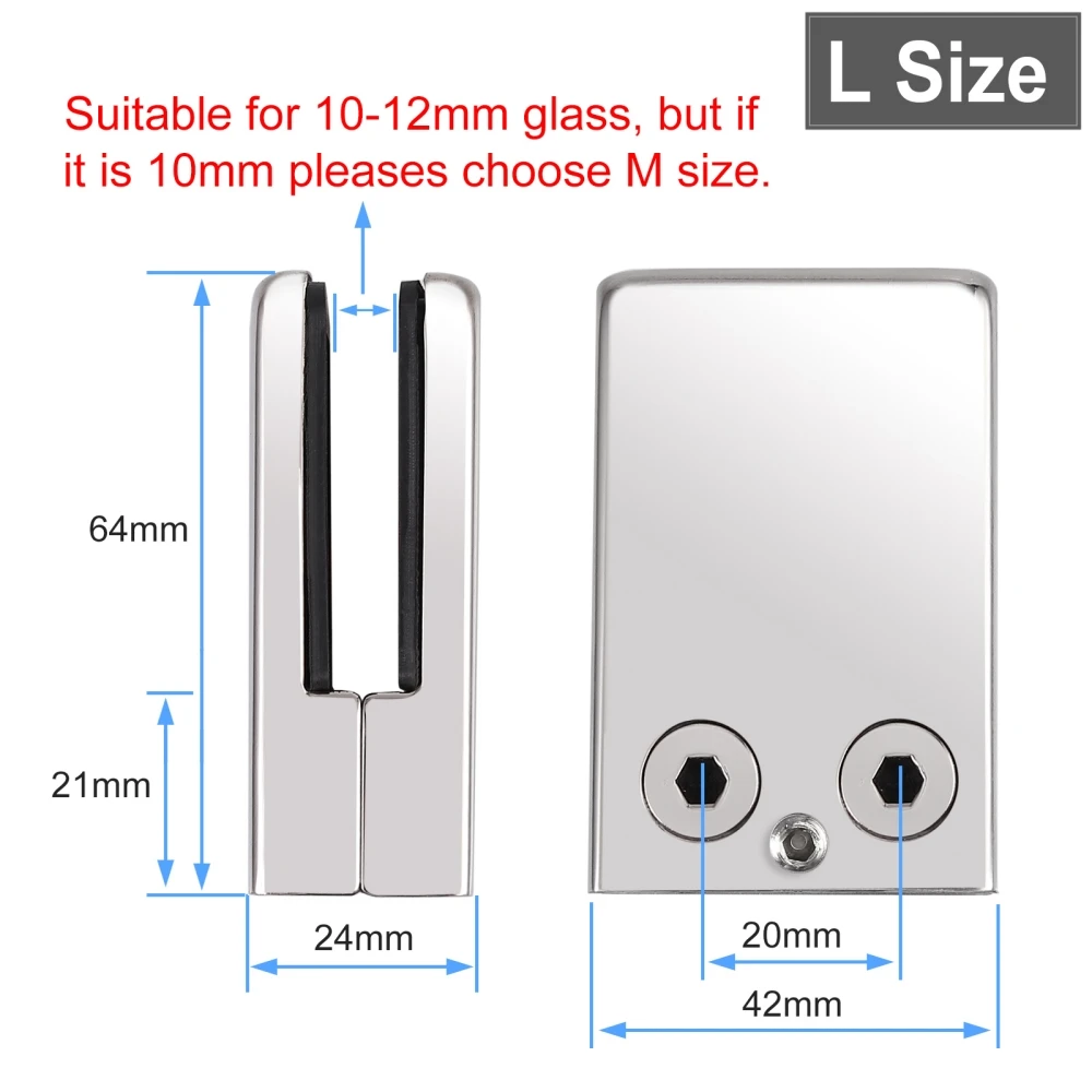 Stainless Steel 304/316 Adjustable Glass Clamps Bathroom Shower Door Holder D Type Glass Clamps