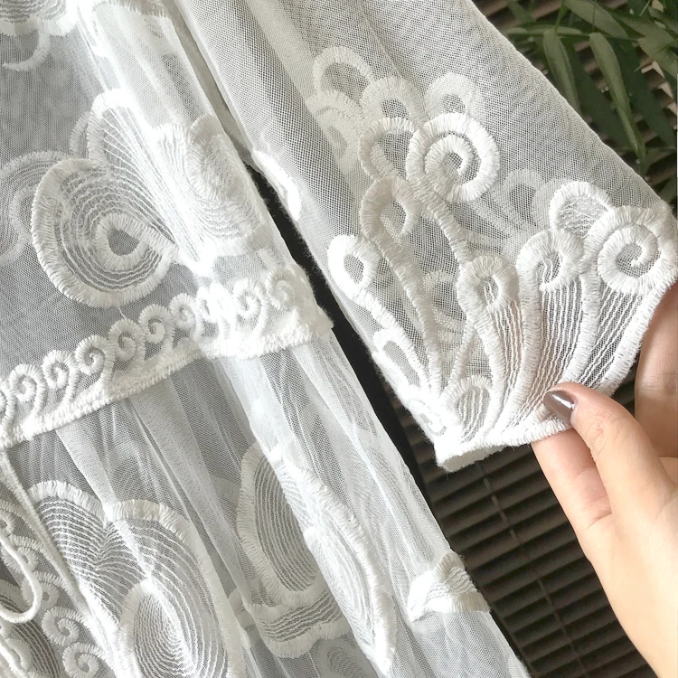 Chinese Long Hollow out Gauze Cover-ups Women Clothing 2021 Spring New Loose Sun protection Open Stitch kimono