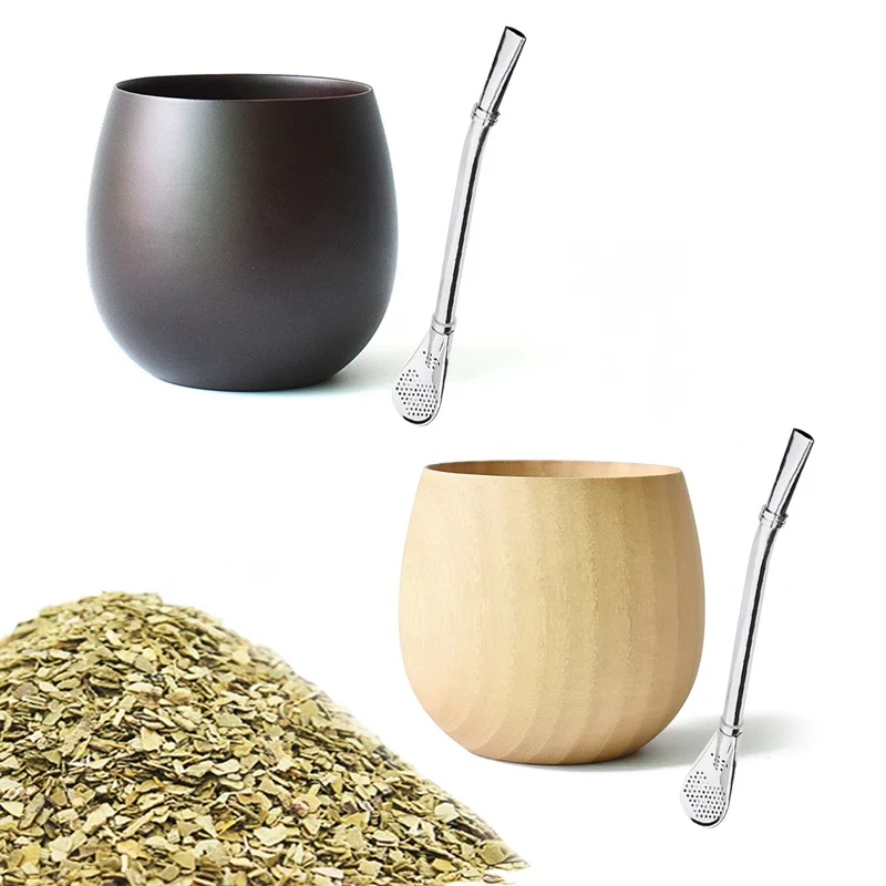 Customized Wholesale Wooden Wine, Coffee Tumbler Egg Shape Cup Yerba Mate Tea Cup/