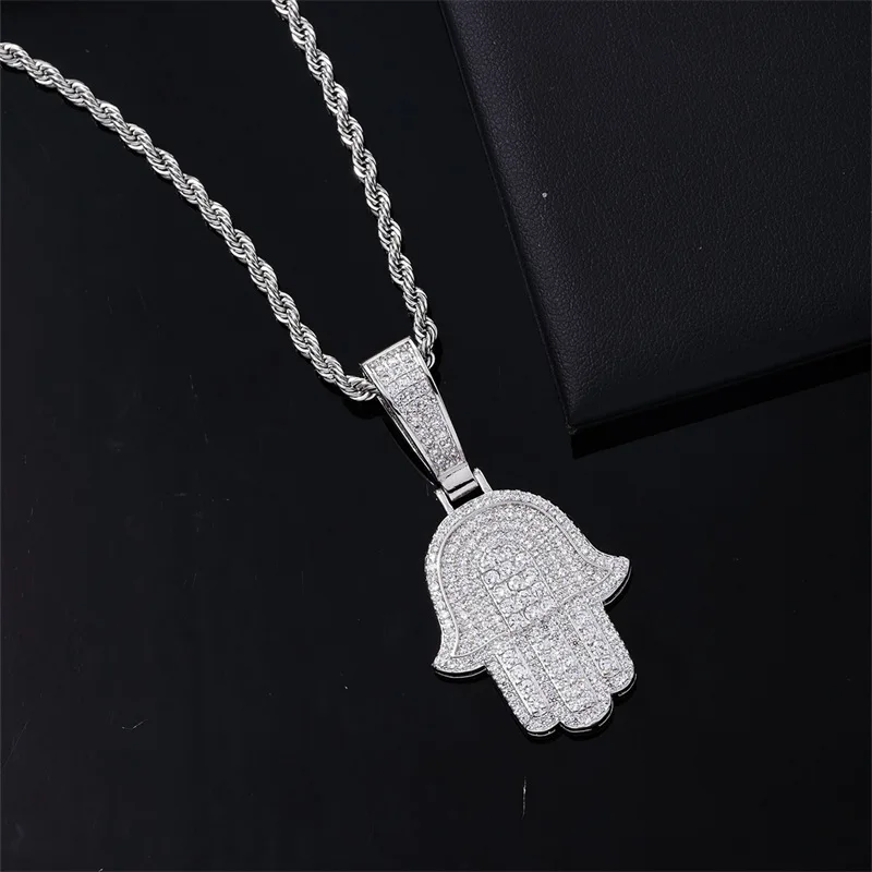 Set jewelry for women 18k gold plated hamsa hand pendant s925 vvs moissanite tennis chain hip hop jewelry