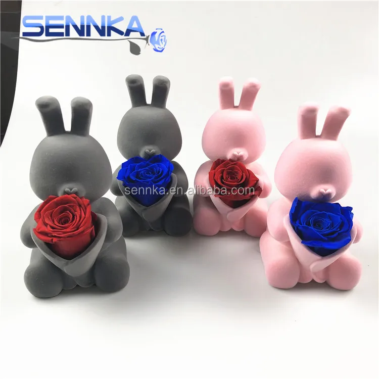 Christmas Stock Teddy Bear Preserved Fresh Roses Perfect Gift Preserved Roses in Glass Dome