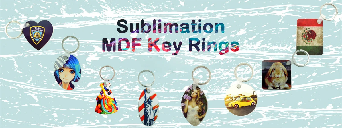 Heart Round different design DIY hot sale Hardboard sublimation blank MDF Key Chain Ring