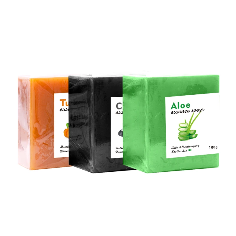 Private Label Organic Papaya Black Soap Aloe Vear  Kojic Acid Turmeric Whitening Bath Handmade Face Soap