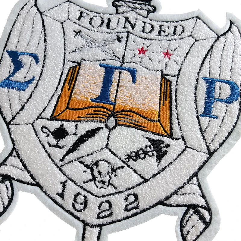 Large Black & White Chenille SGRho Sorority Year 1922 Sigma Gamma Rho Soror Crest Chenille Embropidery Iron Hoodies Patches