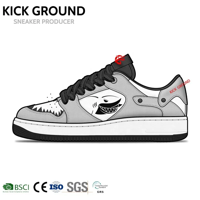 Kick Ground Custom Shoes Manufacturers Fashion Comfortable Thick Soles Replaceable Logo Diverse Custom Printed Sneakers