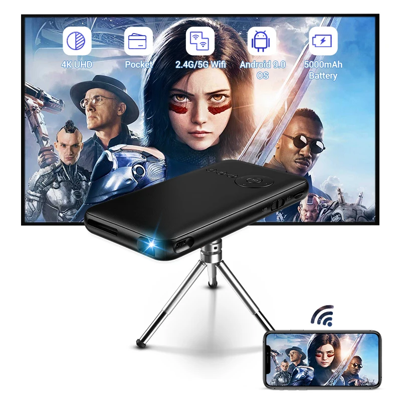 Hotack Hot Sale Mini Projector 4k Smart Android Wifi Mobile Home Theater Proiettore Portable DLP Pocket Projectors