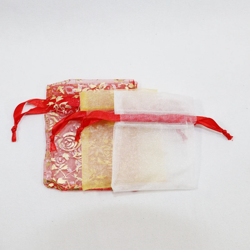 Organza  Packing Pouch With Gold Stamp Logo Organza  Pouch Black Sheer Organza