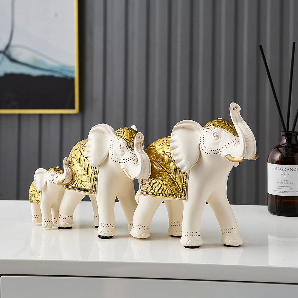 European style home decorative resin fiberglass collections antique gold  elephant statue
