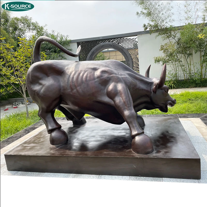 Outdoor life size mental animal garden bronze sculptures The famous Wall Street brass bull sculpture