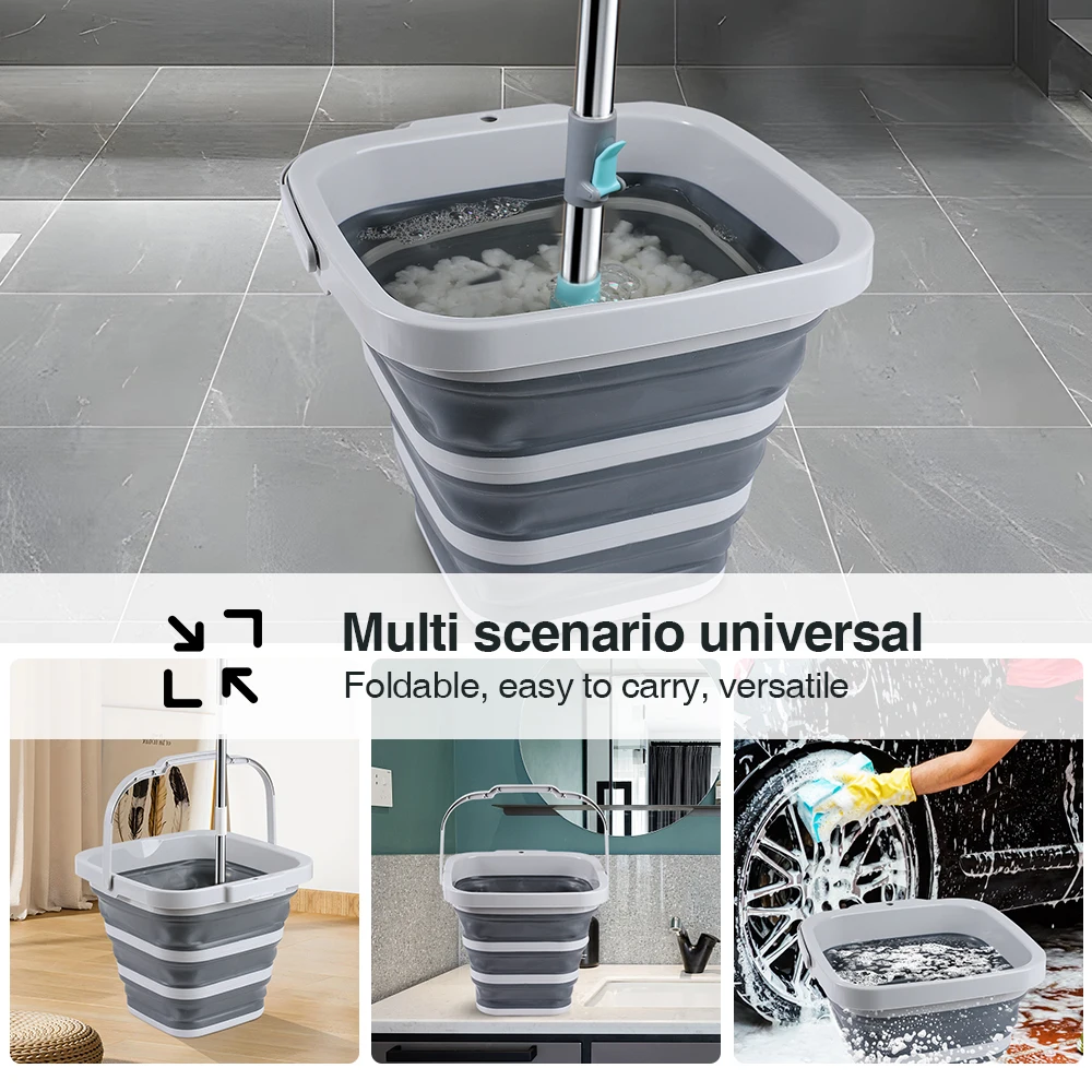 Portable Save Space 10L 15L 20L Silicone Plastic Square Folding Bucket Home Cleaning 20 Litre Cleaning Collapsible Bucket