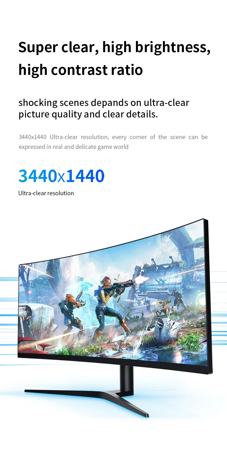 IPS UHD 3440*1440 144HZ 34inch curved gaming monitor computer with G-SYNC FREE SYNC 4K monitor pc