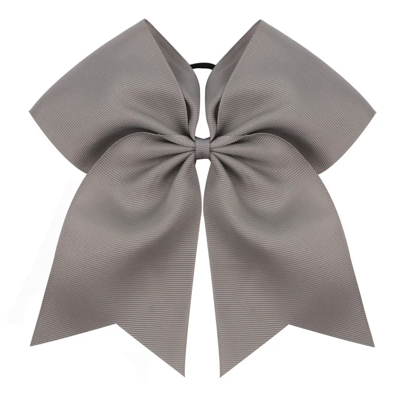 8 inch Plain Ribbon Cheer Bow With Elastic Band For Girls Kids Large Cheerleading Bows Ponytail Hair Accessories