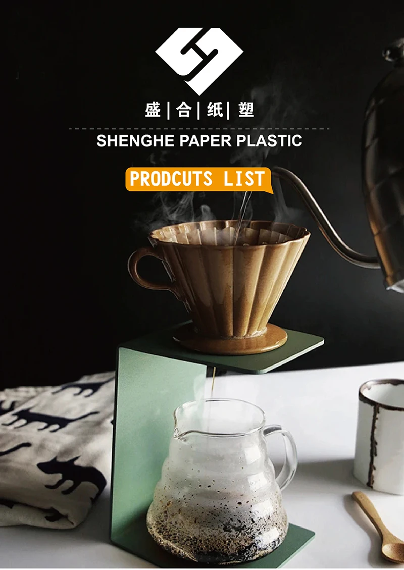 Coffee Filter Paper Bag White Brown Color Size Customized Corrugated Hang an Ear Round V Filter paper
