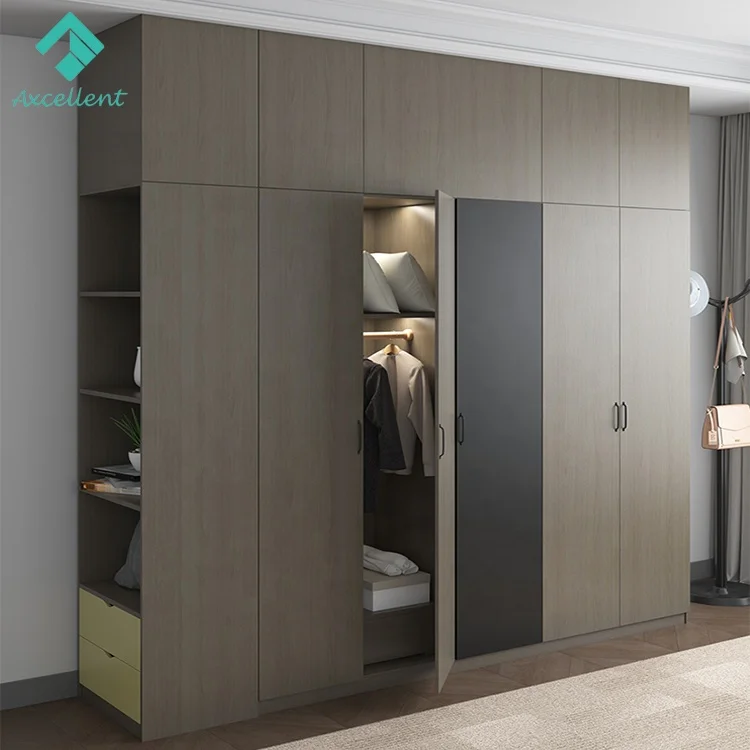 New design low price MDF double color wardrobe design furniture bedroom