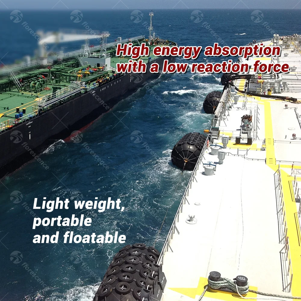 Submarine Dock Yokohama Ship Pneumatic Marine Rubber Fender With Chain and Tyre Net