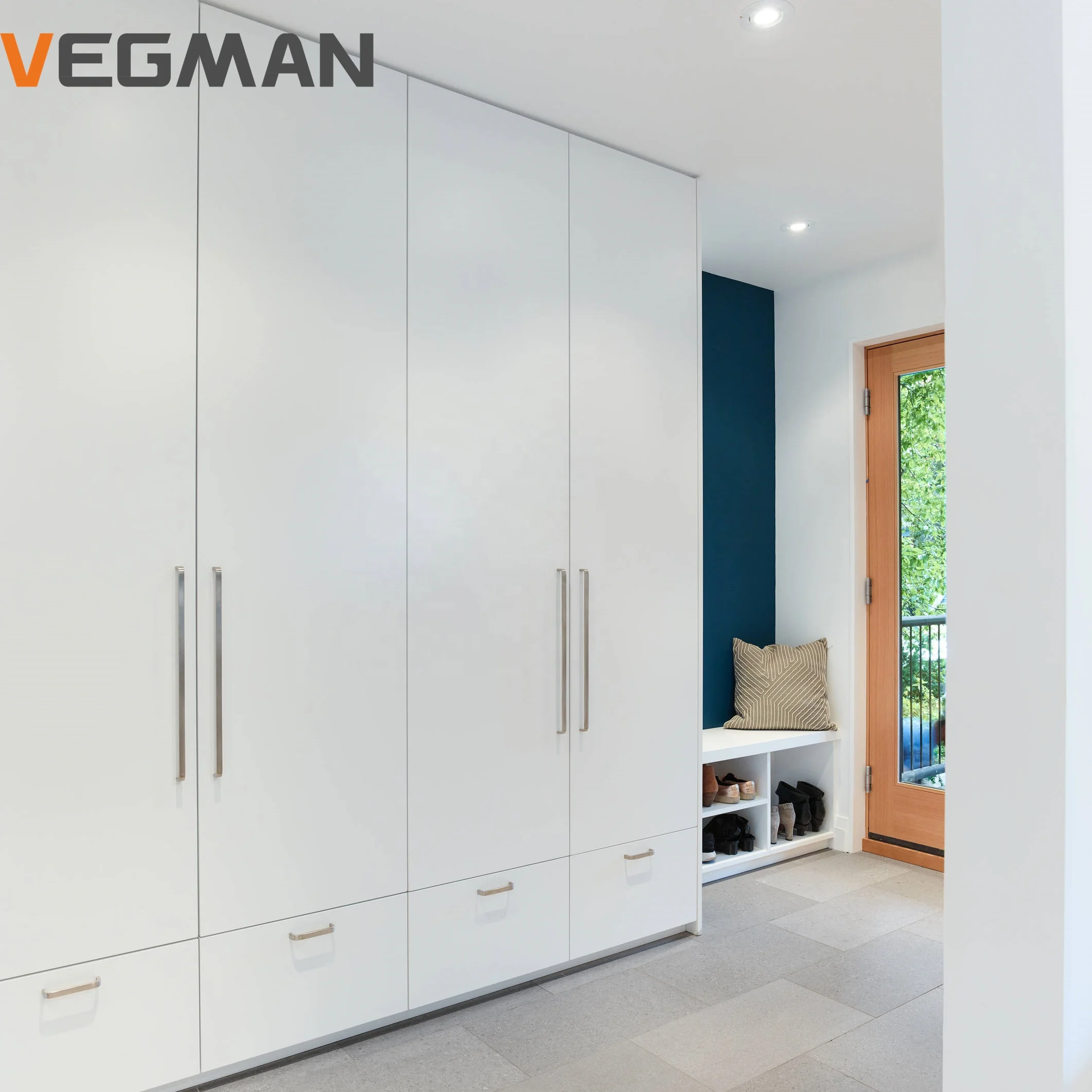 Popular Modern Design Melamine White French Wooden Wardrobe Closets