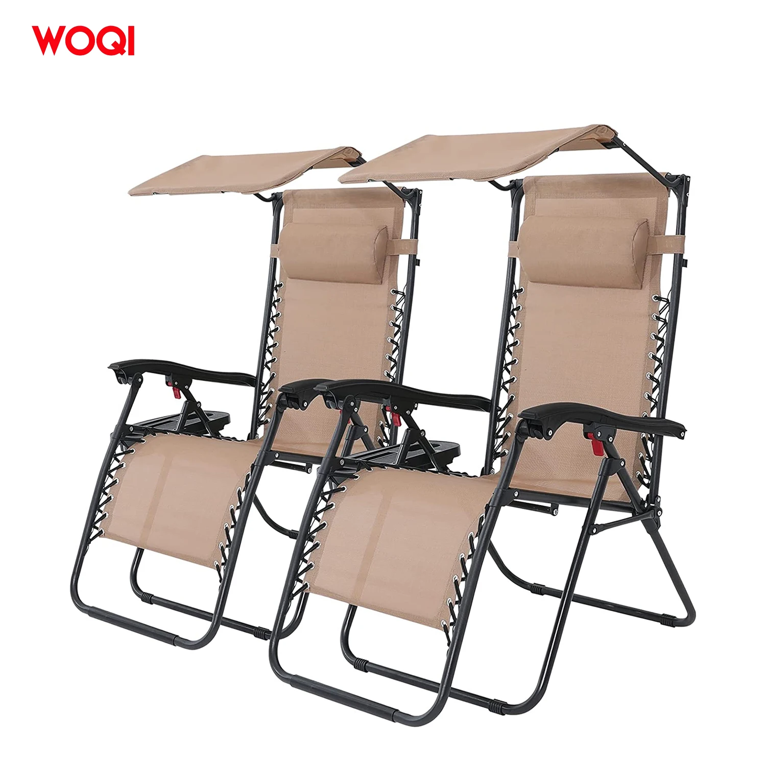 WOQI оптовая продажа одинарный двойной складной негравитационный уличный шезлонг-стул с навесом