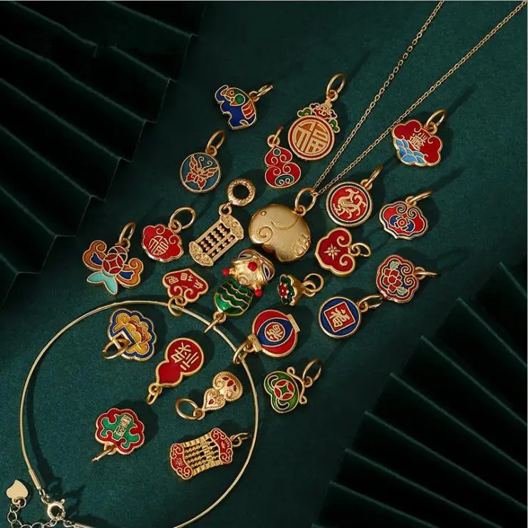 
classic vintage Sand gold small drop DIY pendant necklace bracelet with beads Handmade beaded jewelry accessories 