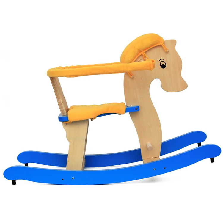 Деревянная детская лошадка-качалка, плюшевая деревянная лошадка-качалка, детская лошадка-качалка