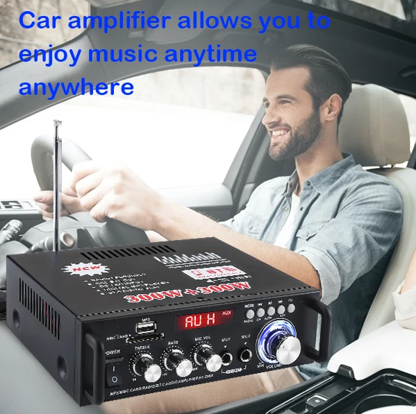 Buy 2 channel mini car home theater karaoke speaker integrated stereo bass class d power sound amplificador audio HiFi amplifier