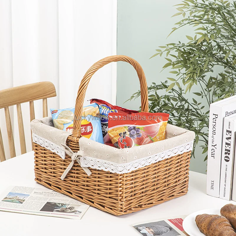 Wicker picnic basket factory wholesale customized wicker picnic gift hamper for 6 person with all accessories