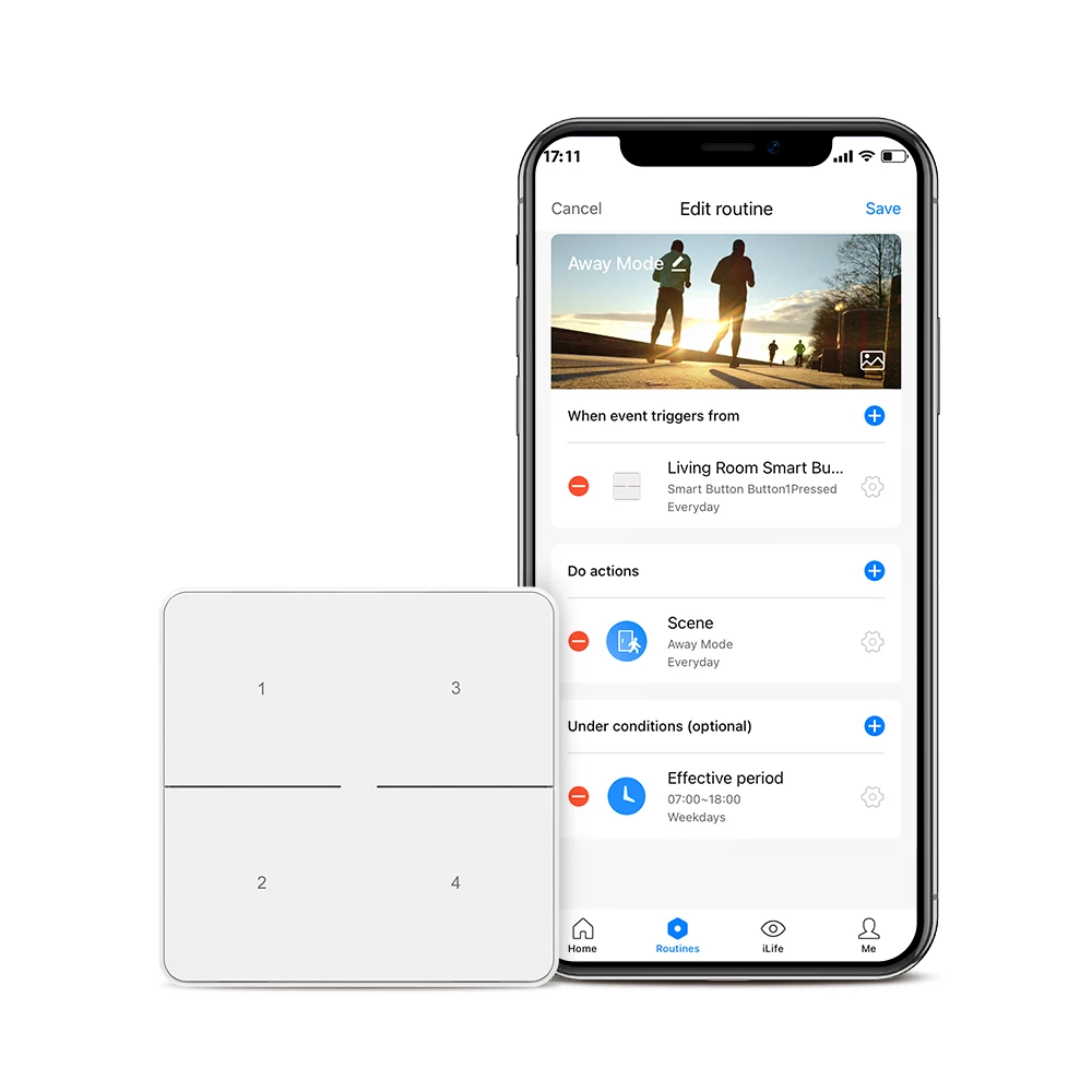 Беспроводной переключатель BroadLink SR3 с 4 кнопками и батареей, пульт дистанционного управления Wi-Fi, переключатель Alexa Google Smart Home