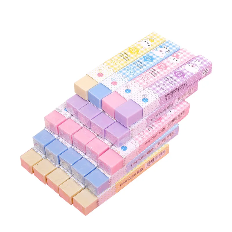 Student Learning Blue Cat/Rabbit/Locomotive Supplies Long Candy Colored Rubber Strip Cute Colorful Eraser